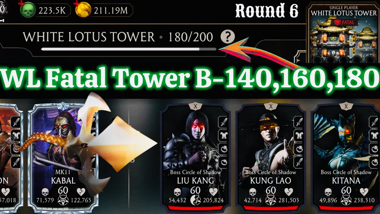 Fatal White Lotus Tower Boss Battle 180 & 140, 160 Fight + Reward MK Mobile 2024 | MK11 Scorpion