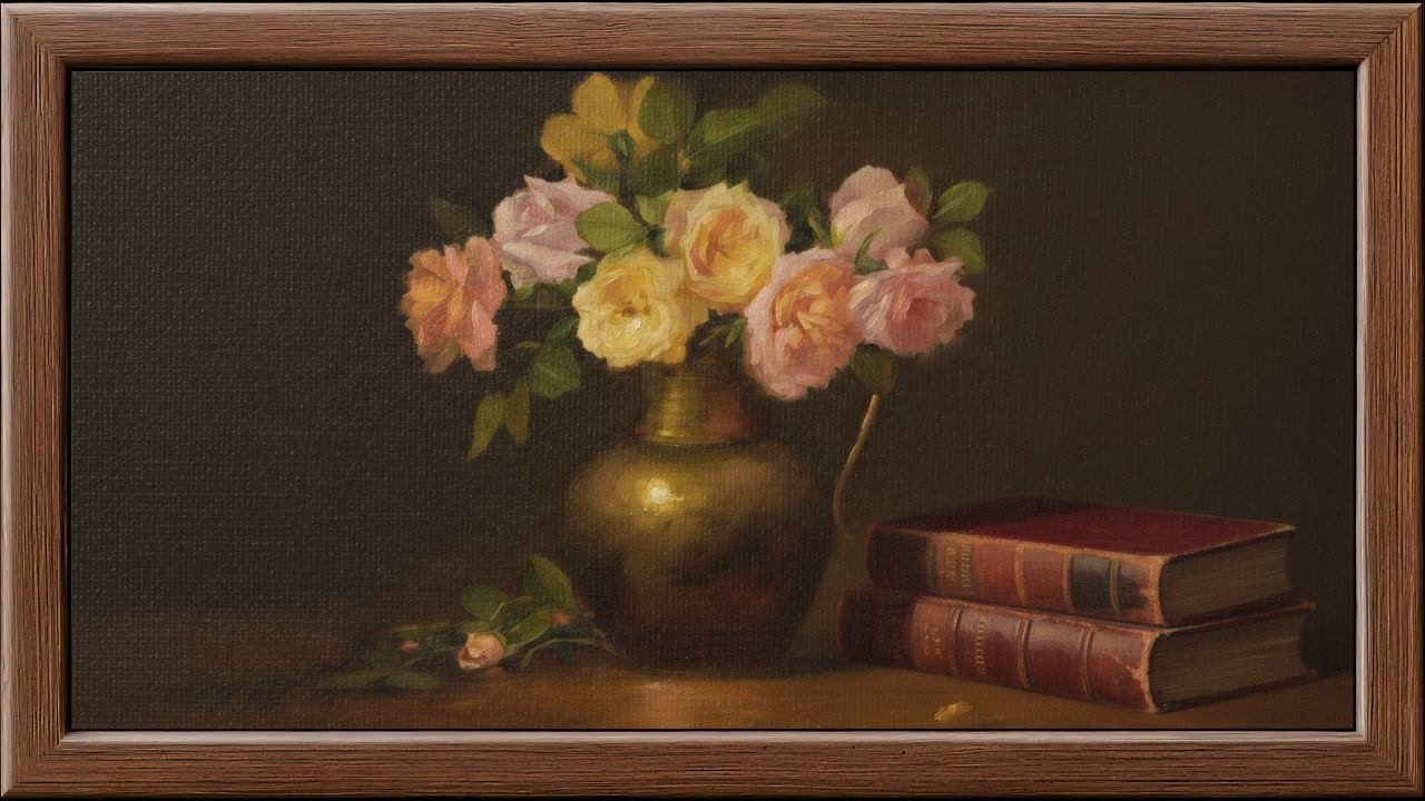 Vintage Rose Still Life Painting | Classic Floral Art for Samsung Frame TV | Illusion Fine Art