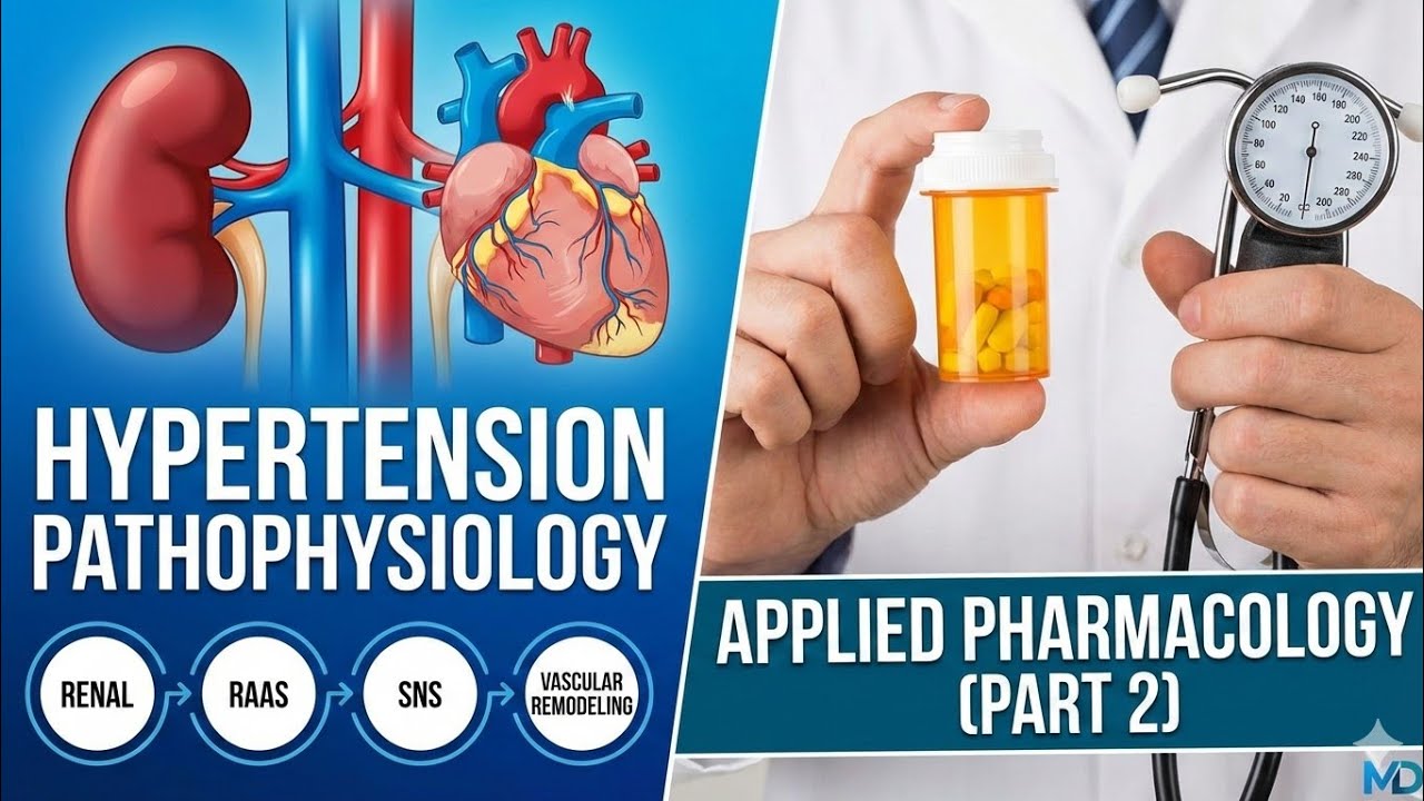 Hypertension Pathophysiology| Renal, RAAS, SNS, Vascular Remodeling | Applied Pharmacology(Part 2)