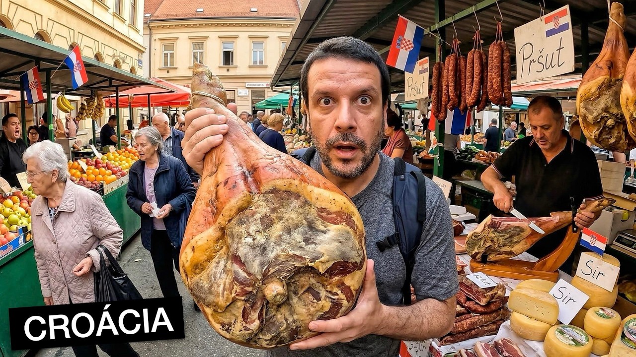 Provando comidas no mercadão da Croácia 🇭🇷