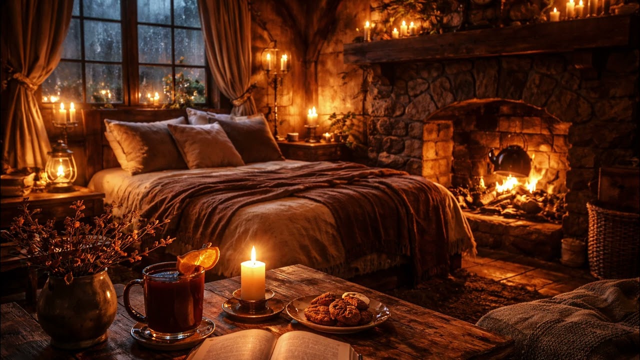 Cozy Inn Room Ambience 🕯️ Warm Night at the Posada for Sleep & Relax (8 Hours) 4K