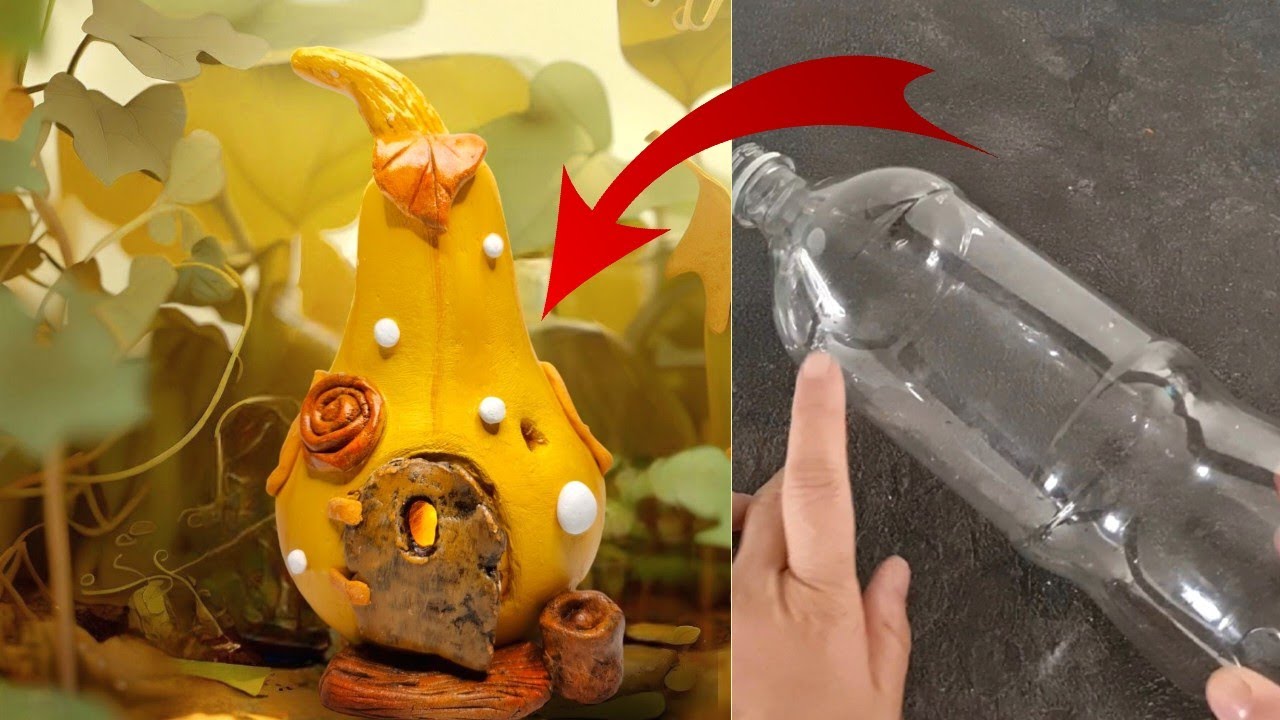 Easy DIY Fairy House Lamp - Gourd - Autumn Theme Using Plastic Bottle
