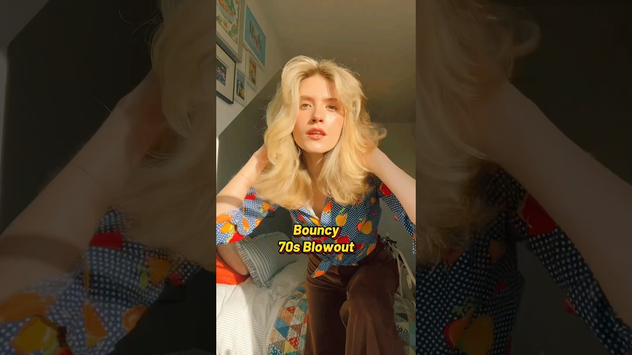 Bouncy hair blowdry 70s style🧚&zwj;♀️ Farrah Fawcett layers🕺 #blowout #hairstyle #hairtutorial #hair