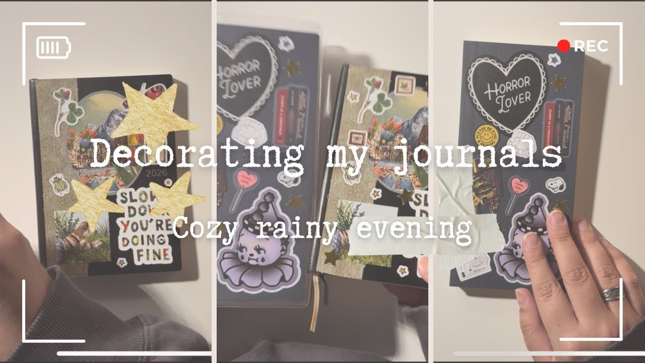 ✨ Decorating my journals✨ Cozy rainy evening no talking