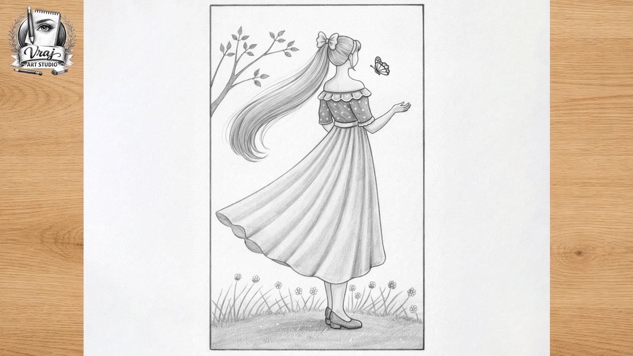 Beautiful Girl with Butterfly Pencil Sketch | Easy Aesthetic Drawing for Beginners Step by Step