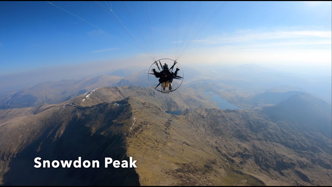 Flying to Snowdon on my Scout Carbon Paramotor with my Paradar and Tony