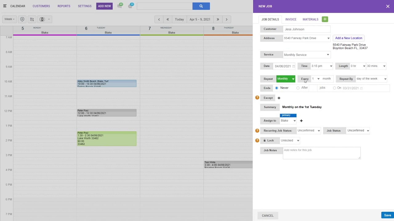 How to bill a customer on a separate frequency than their job