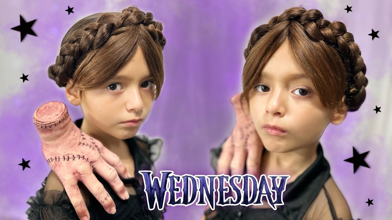 Peinado de WEDNESDAY 🖤/ Merlina  Addams ✨ idea para Halloween 🖤💜