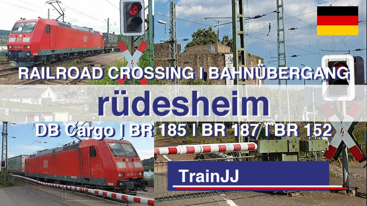 Railroad Crossing - Bahnübergang Rüdesheim | DB Cargo | BR 185 - BR 187 - BR 152 | HUPAC - Ambrogio