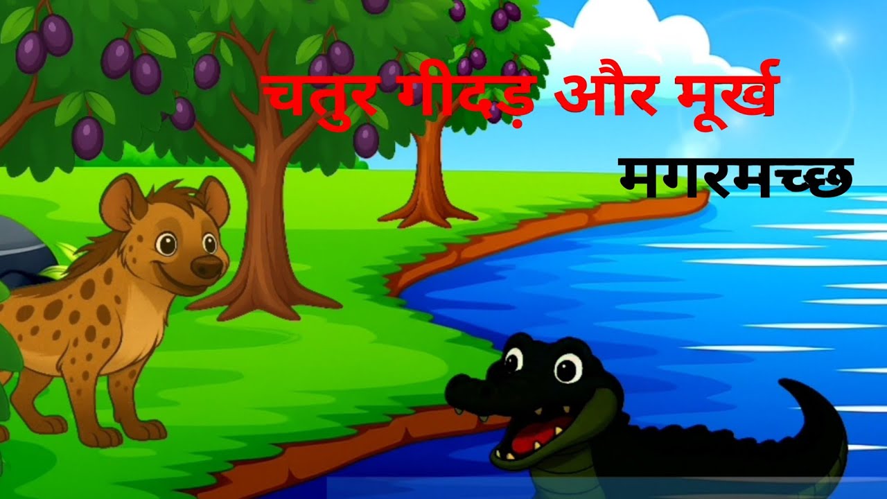 चतुर गीदड़ और मूर्ख मगरमच्छ  | cartoon moral story  hindi | Hindi moral story | cartoon moral story 