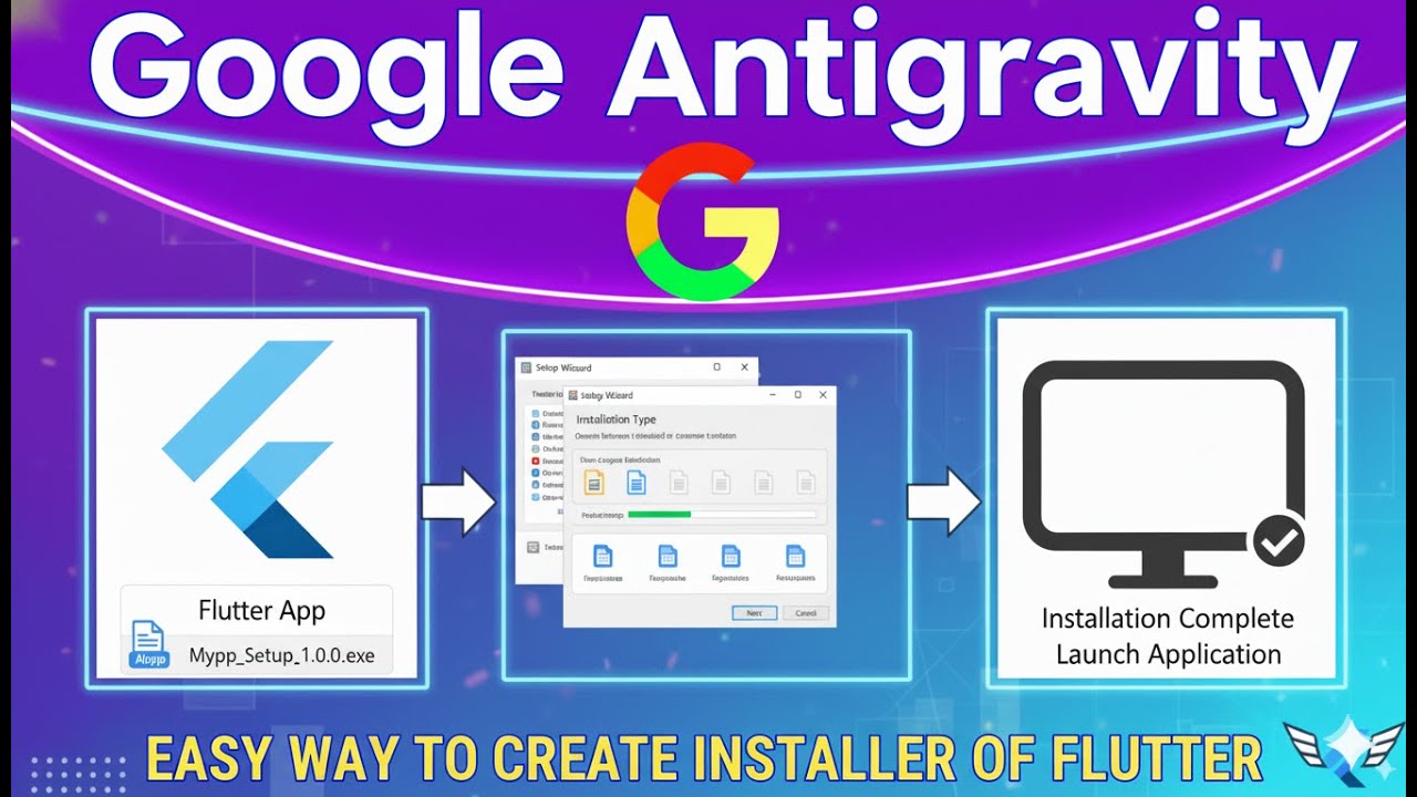 Создание установщика Windows для настольных приложений Flutter с использованием IDE Google Antigr...