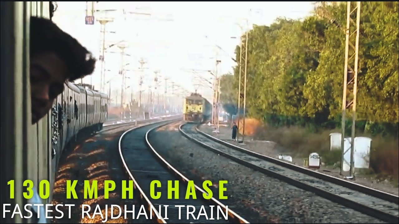130 KMPH PARALLEL CHASE & OVERTAKE : Fastest Rajdhani Vs Local Train at full speed