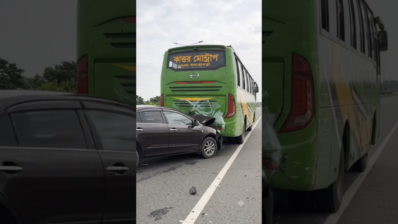 Terrible Bus and Car Crash! Watch the Shocking Highway Accident Footage #Shorts #CarCrash #Highway