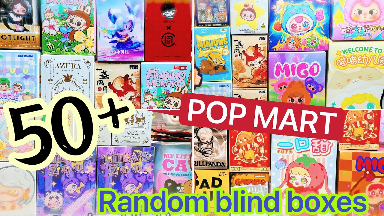 50+ POP MART & Random blind box unboxing | hirono | Dimoo | skull panda | Azura | plushies
