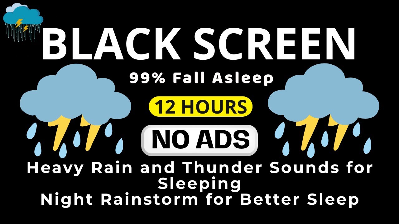 🔴 Heavy Rain and Thunder Sounds for Sleeping - Black Screen | Soothing Rain for Restful Nights
