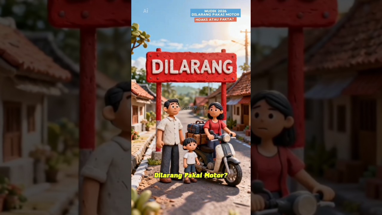 mudik pakai motor dilarang? #ai #aikartun #mudik #mudiklebaran #lebaran #lebaran2026 #dilarangmudik