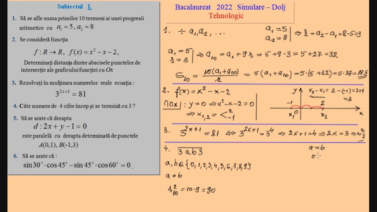 Simulare Bacalaureat Matematica - Tehnologic - Dolj