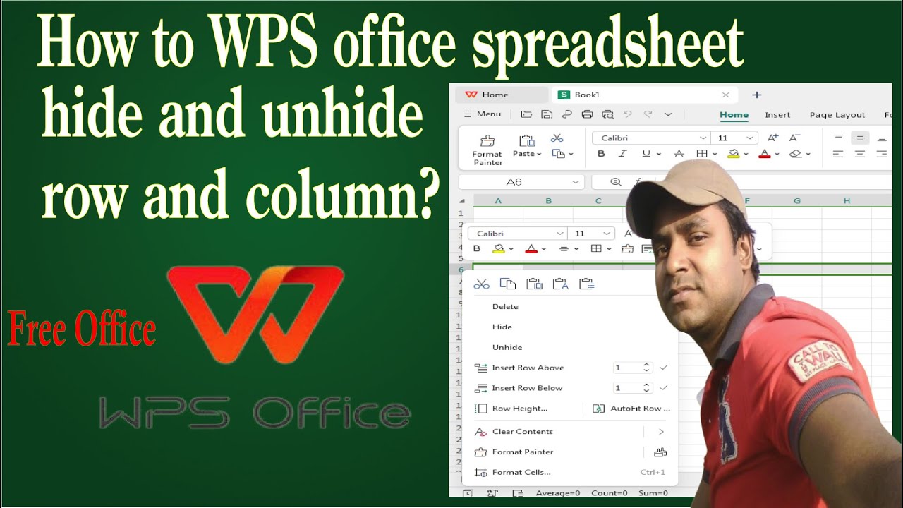 How to WPS office spreadsheet hide and unhide row and column?