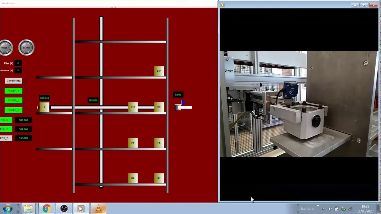 Motion Control almac&eacute;n 3 ejes REAL (v&iacute;deo 2): Modicon LMC058 + SoMachine (codesys) + VISUalization