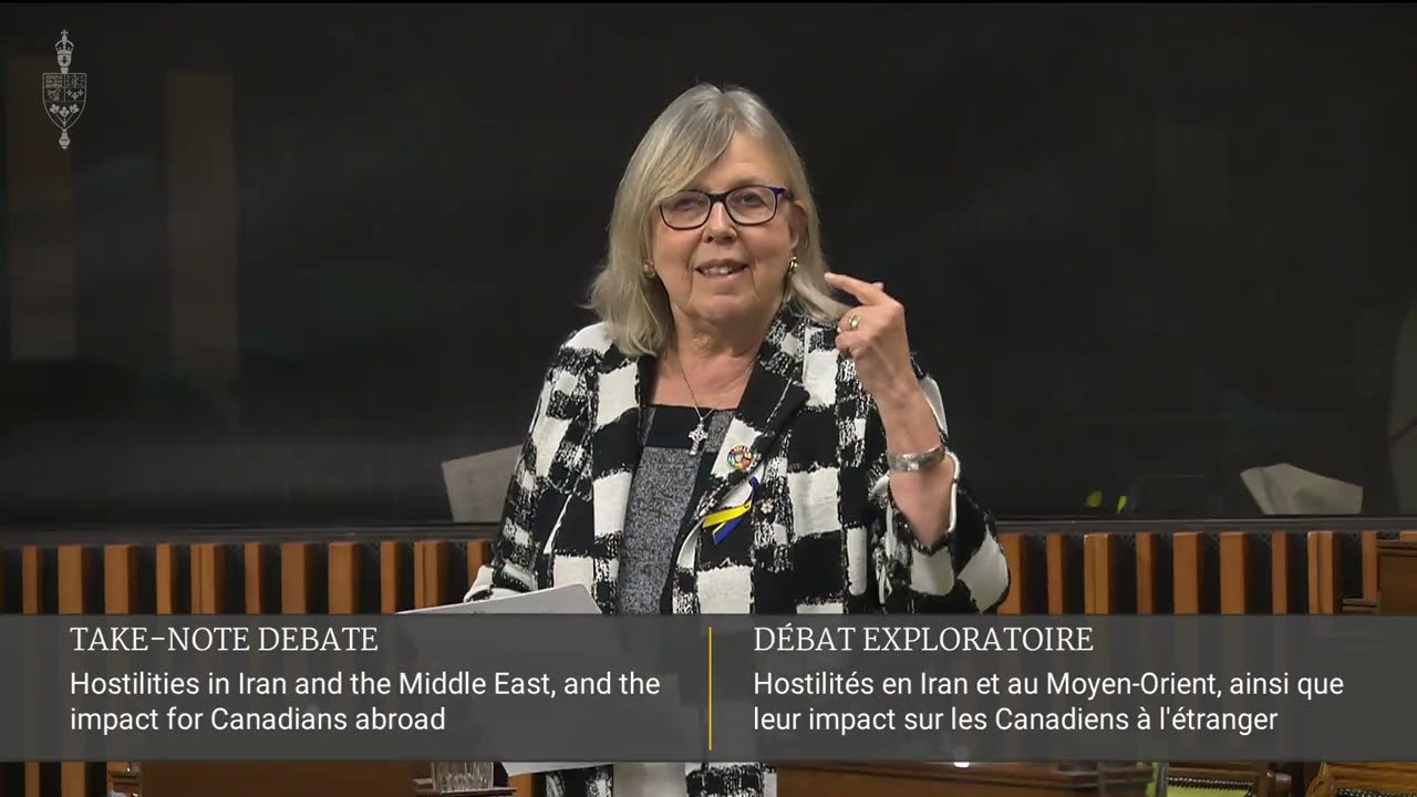 Elizabeth May Speaks About Hostilities in Iran and the Middle East