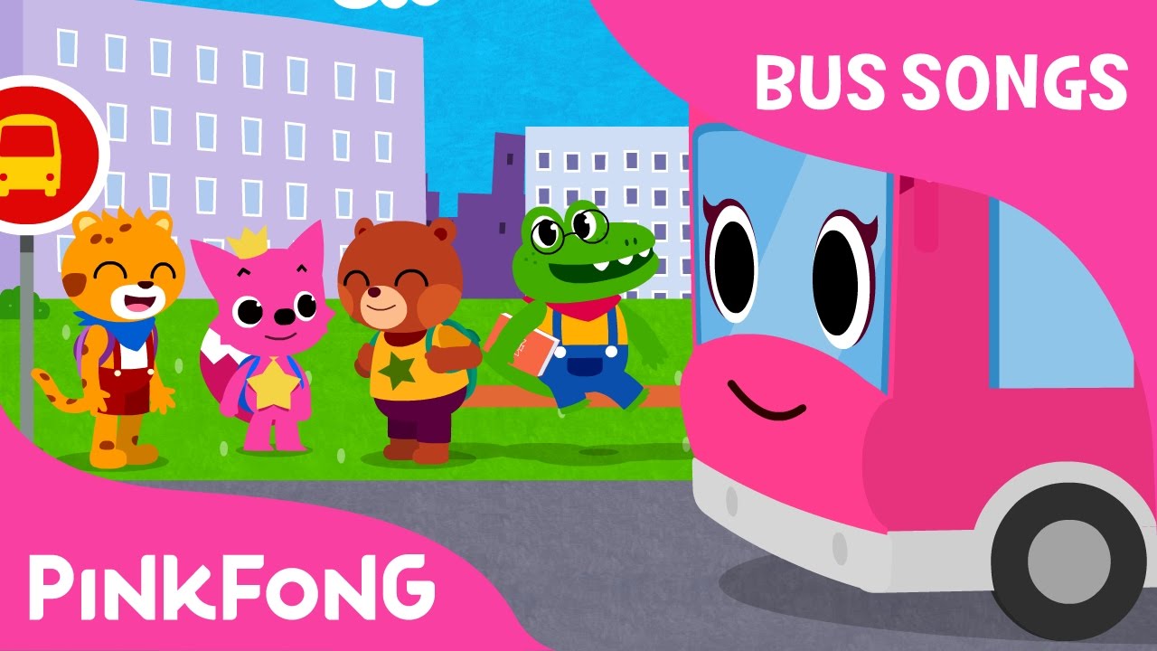 The Wheels on the Pink School Bus | Bus Songs | Car Songs | Pinkfong Songs for Children