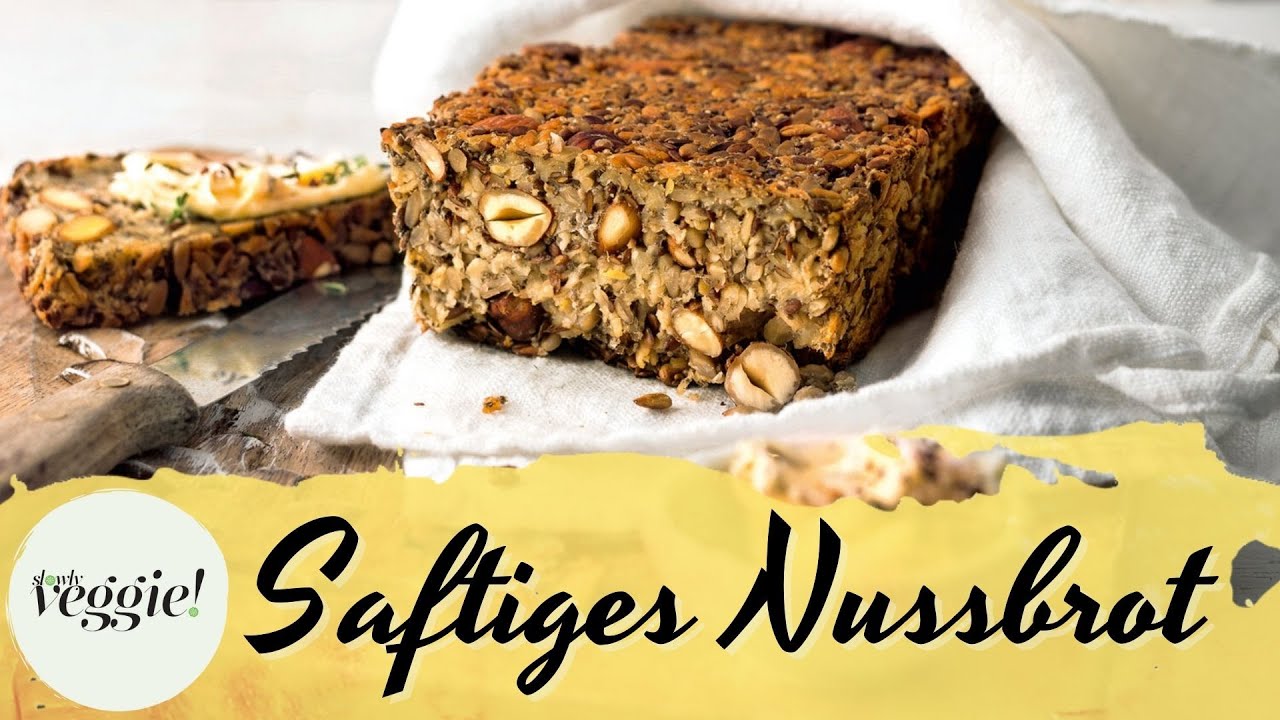 Saftiges Nussbrot 🌰 – Brot ohne Mehl 🥖 – vegan ✔️, laktosefrei ✔️, ohne Hefe ✔️ I slowly veggie!