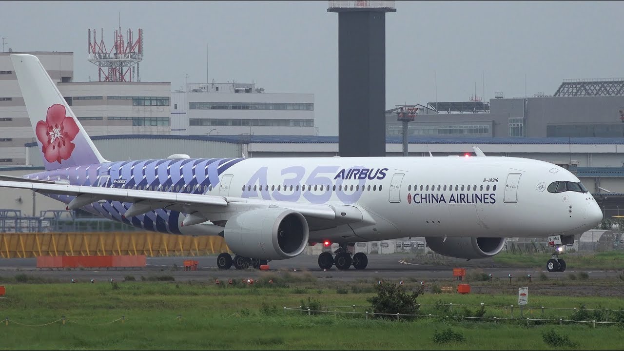 China Airlines Carbon Fibre Livery Airbus A350-900 B-18918 Takeoff from NRT 16R