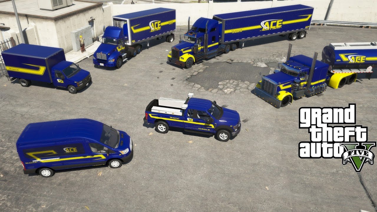 Мод GTA 5 Real Life № 254: Новый автопарк Ace Trucking & Logistics — полуприцепы, прицепы и фурго...