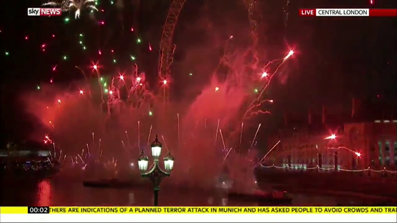 New Year 2016 Celebration (UK Sky News Footage)