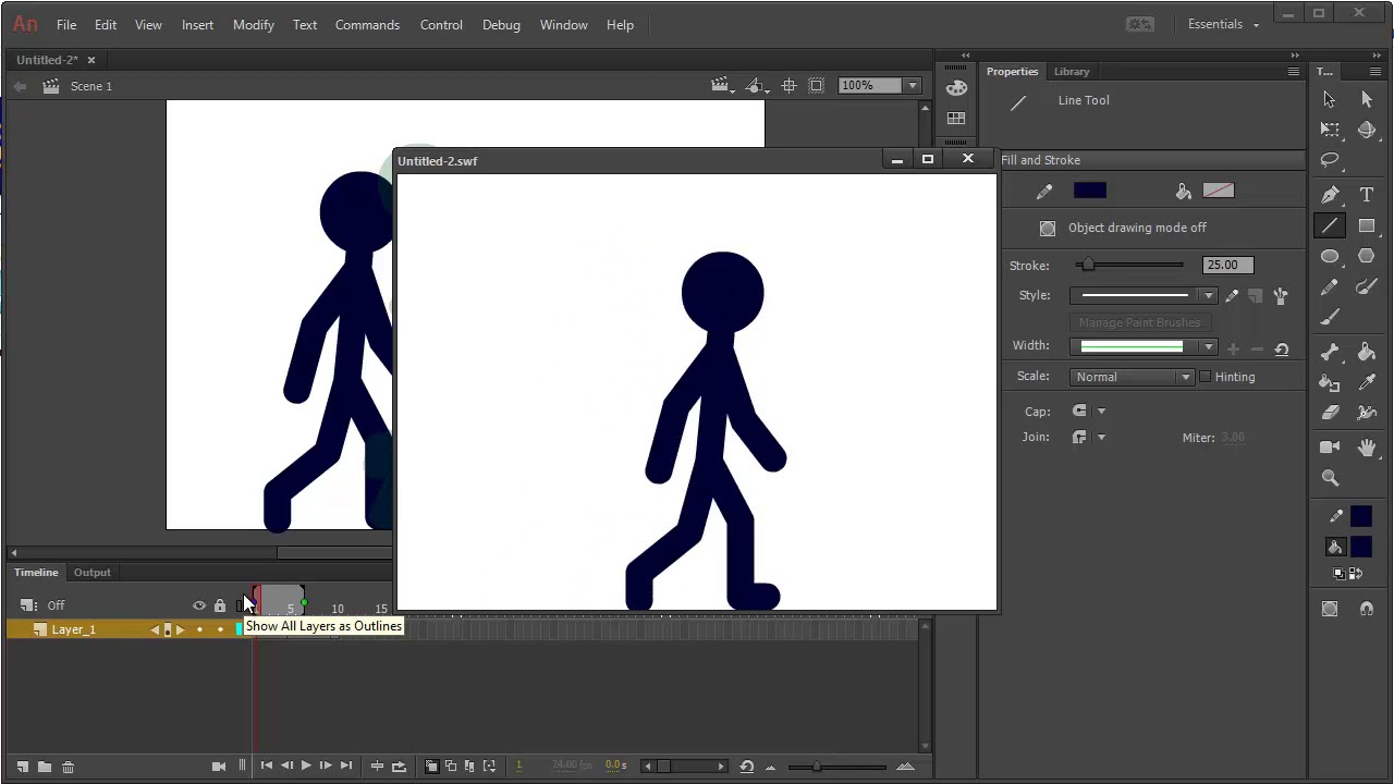 Stick Man Walk Animation in Flash/Animate (Tamil - தமிழ்)
