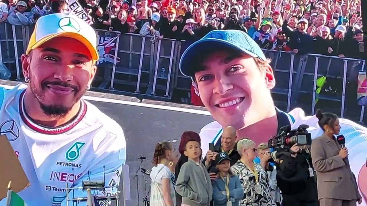 Lewis Hamilton  interview for supporters after winning British F1 GP 2024. 