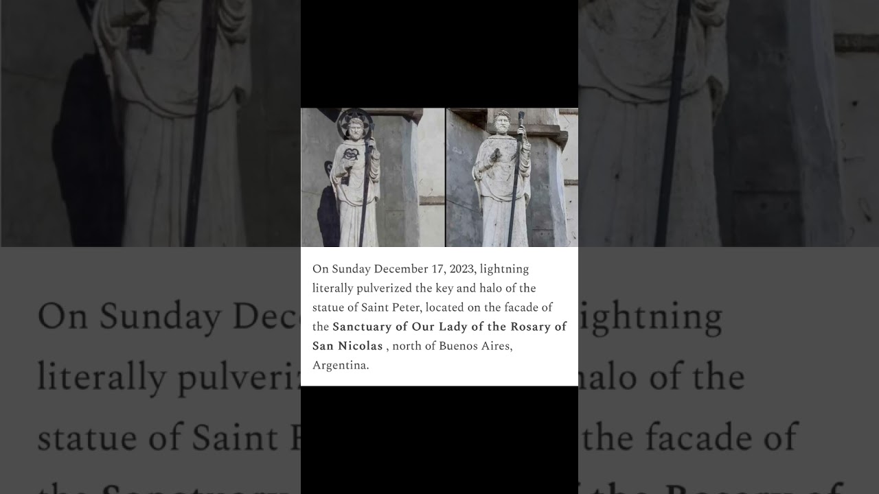 Lightning struck the statue of the Chair of Saint Peter