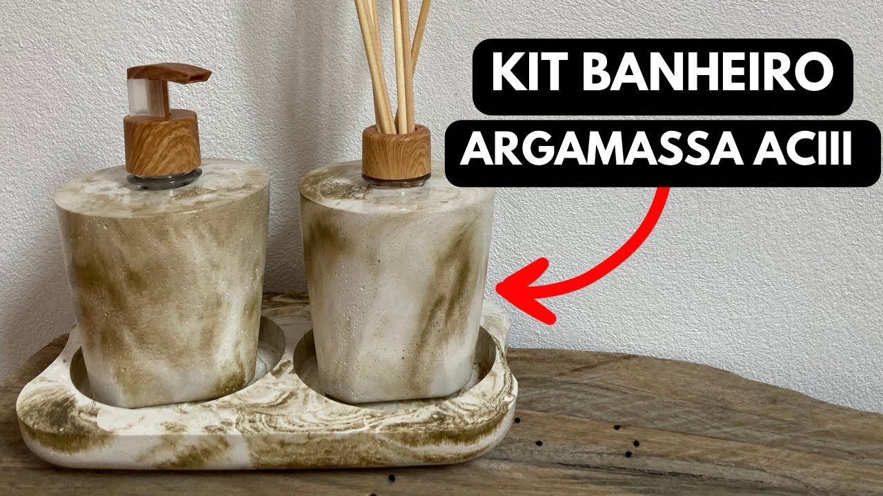🤩 Como fazer KIT BANHEIRO MARMORIZADO com ARGAMASSA ACIII branca | fácil de fazer | Peça de Cimento
