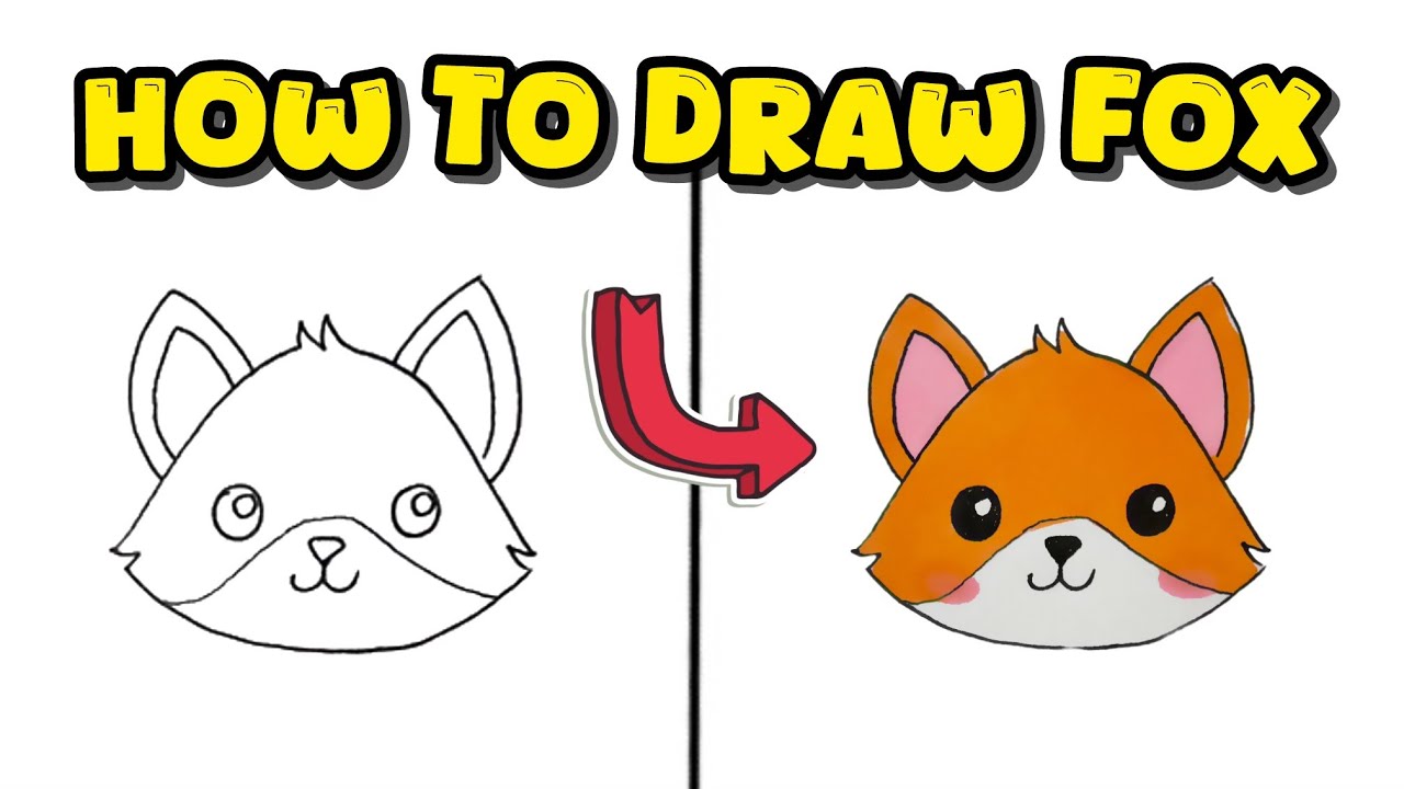 How to Draw a Fox Head &ndash; Follow Along Simple Animal Drawing Tutorial