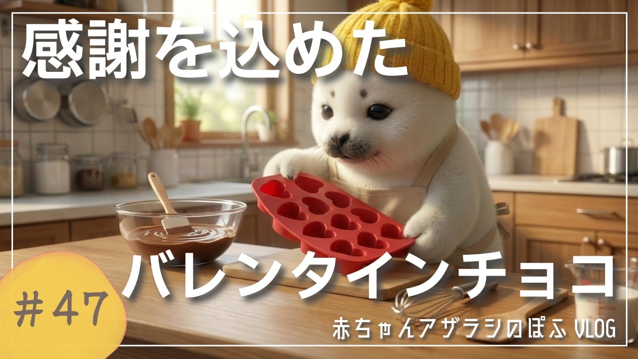 【赤ちゃんアザラシぽふ】バレンタインチョコは誰にあげるの…？👀💓手作りクッキング1日密着🍫✨