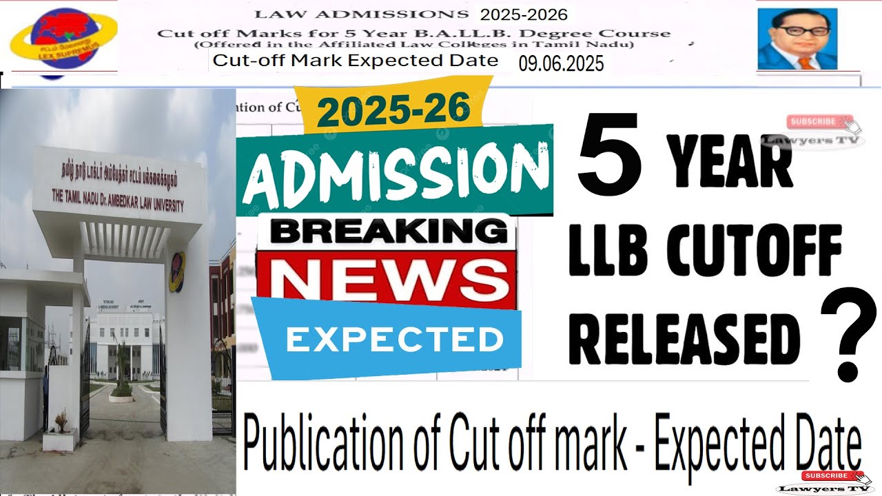 BA LLB Cutoff Release Date Details | Tamilnadu Govt Affiliated Law College 5 Year Degree Cutoff Mark