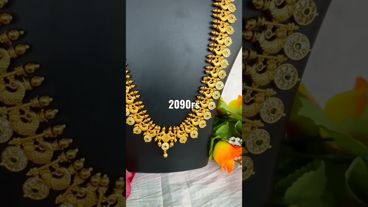 2090rs free shipping whatsapp  8074102165 | one gram gold polish long haram with earrings 