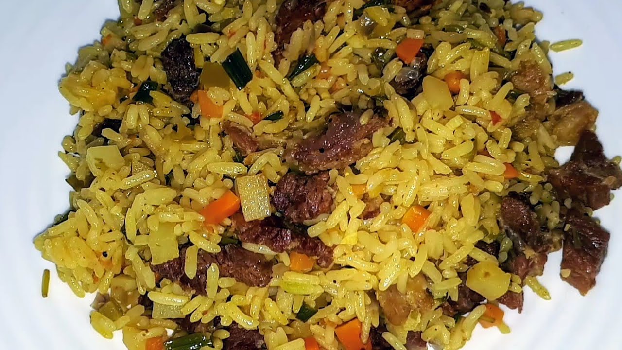 Arroz com charque/ Arroz de Carreteiro-Almoço completo feito em uma panela só, muito fácil e rápido.