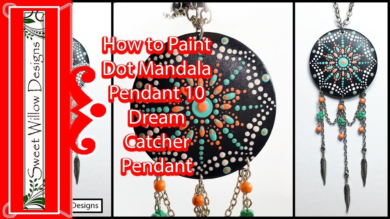 How to Paint Dot Mandalas #059 Pendant Series #10 - Dream Catcher Pendant #mandala #dotmandala