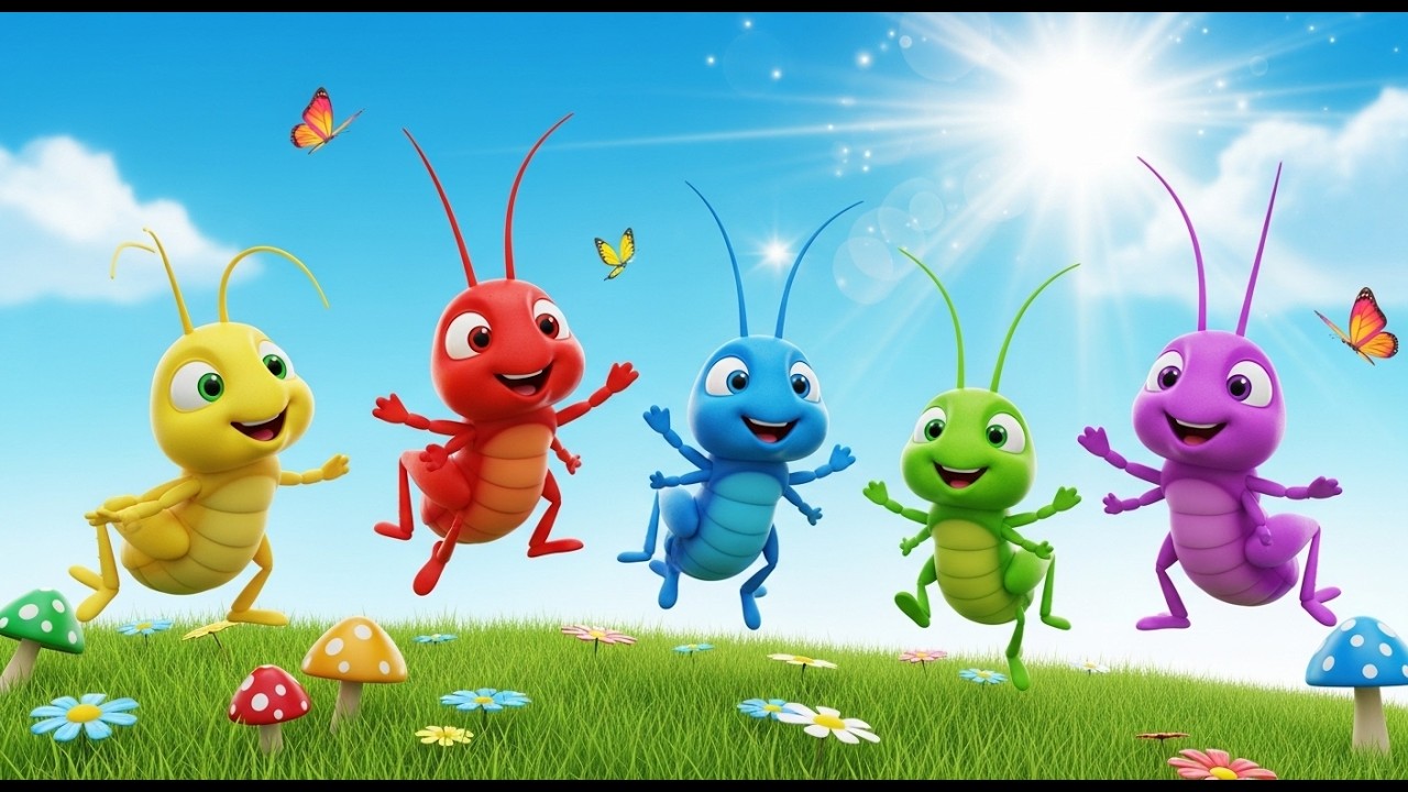 Five Little Crickets Chirp Chirp Chirp | Nature Sounds & Counting Song for Kids