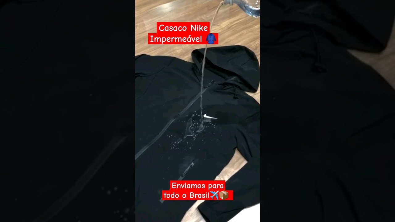 CASACO NIKE CORTA VENTO IMPERME&Aacute;VEL MASCULINO PRETO A PROVA D'AGUA
