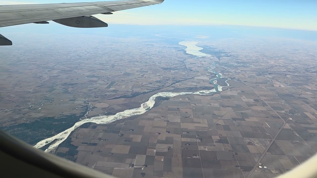 Flying over the icy Missouri River between Nebraska and South Dakota. 