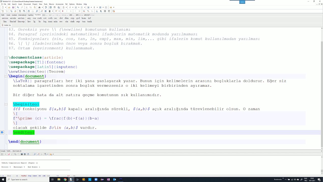 LaTeX'de En Sık Yapılan Hatalar