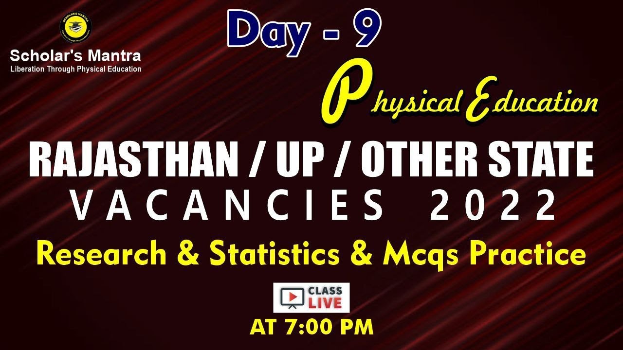 D-9 | RESEARCH AND STATISTICS with MCQs | PHYSICAL EDUCATION | FREE CRASH COURSE