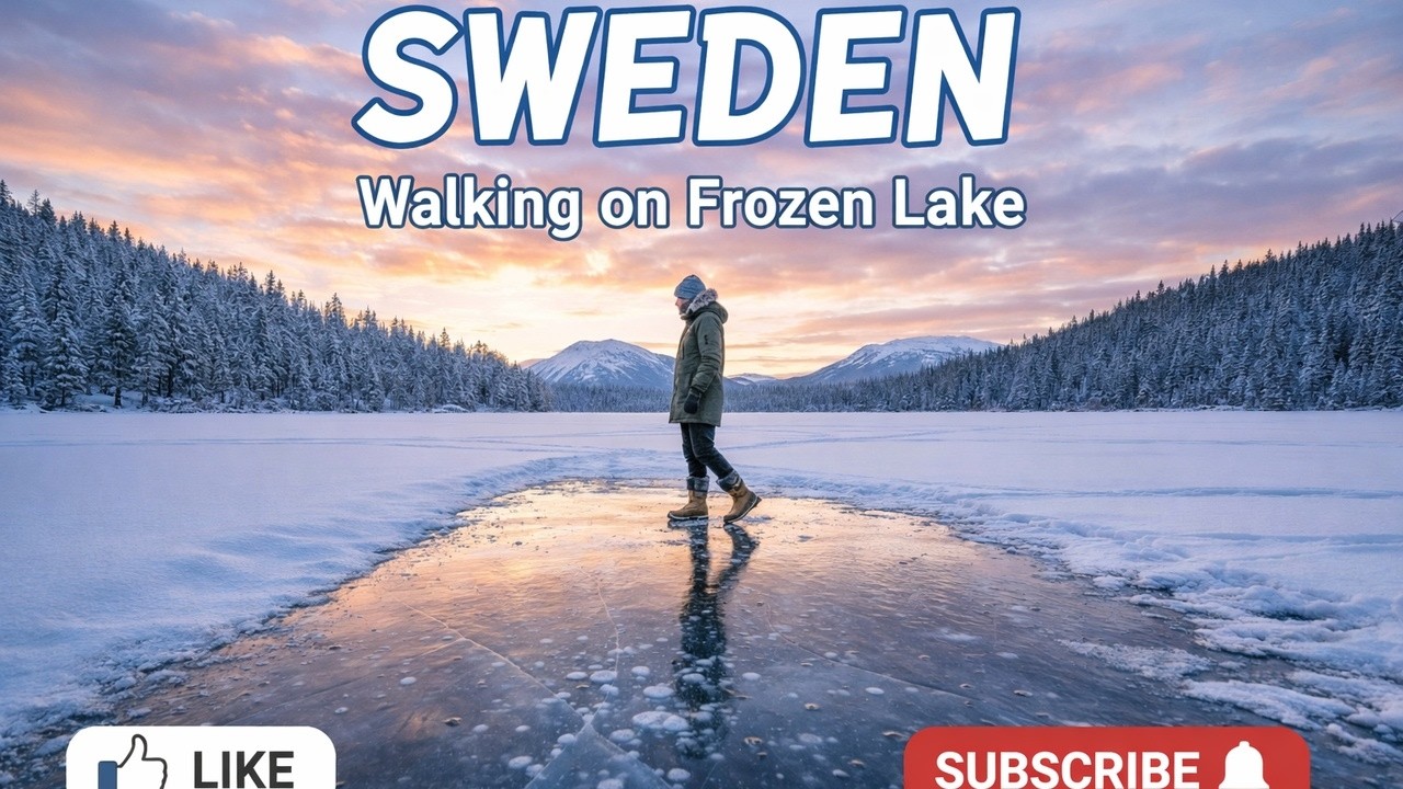 Walking on Frozen Lake in Sweden #travel #vlog #winter #walkingtour