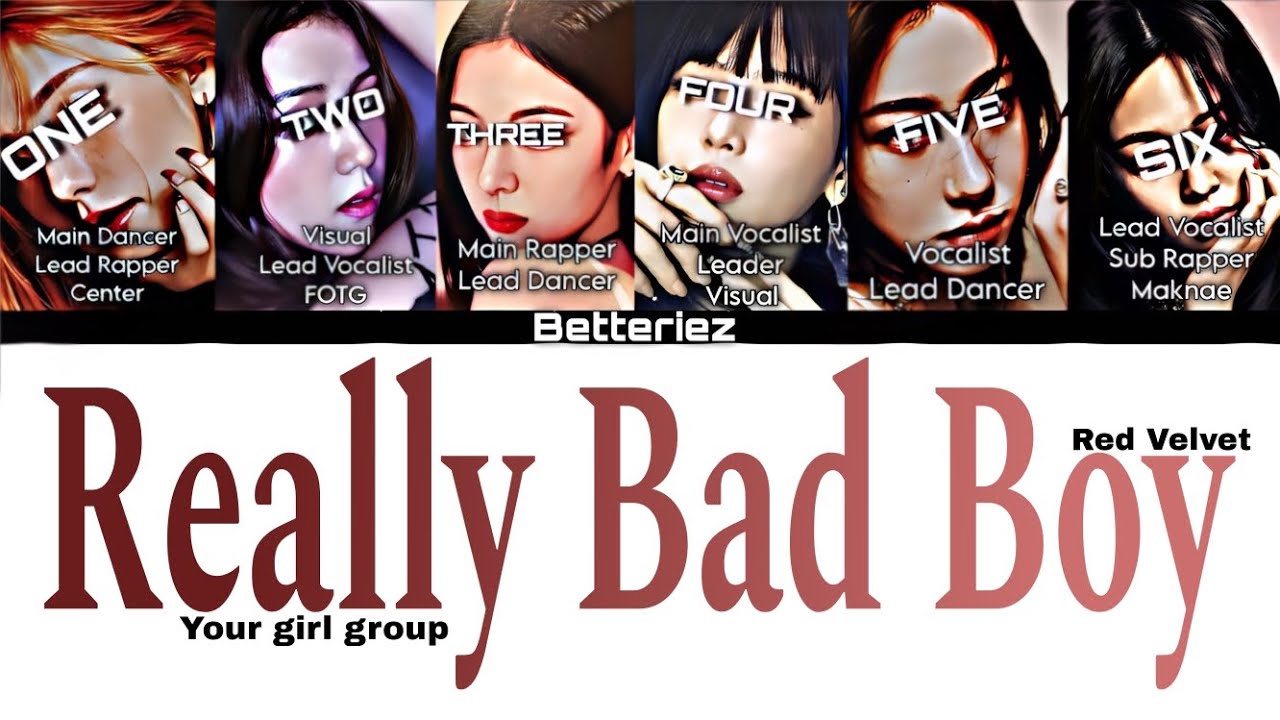 Red Velvet 'Really Bad Boy' Your Girl Group (6 Members) (KARAOKE & Easy Color-Coded Lyrics)