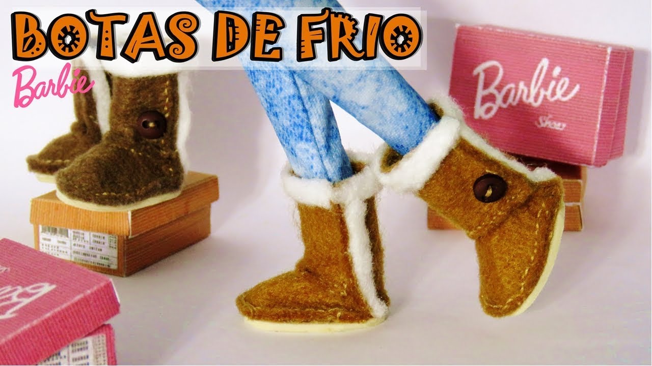 COMO FAZER BOTAS DE FRIO PARA BARBIE TUTORIAL DE SAPATOS PARA BONECAS I MINIATURAS SUPER TOY KIDS