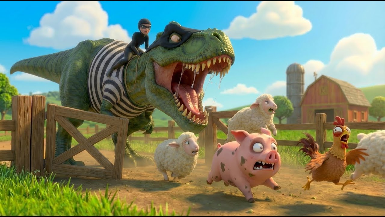 🦖😱 The Dinosaur Rushed the Farm! 🚓✨ The Police Save the Animals | Kids Moral Story