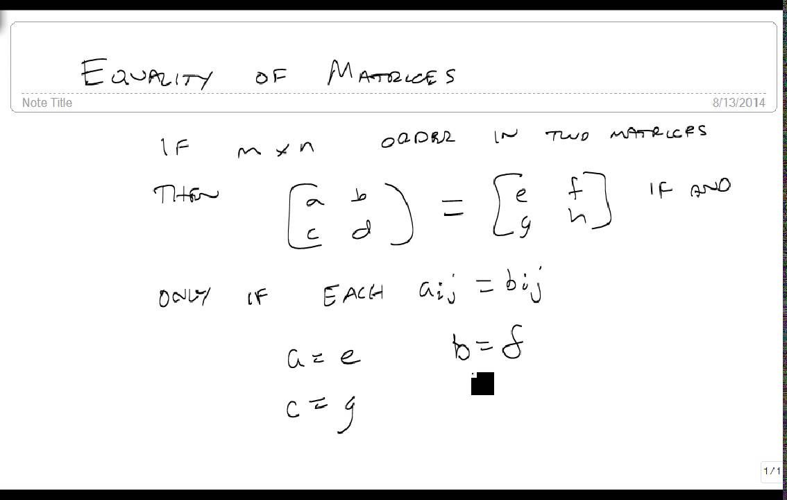 Equality of Matrices