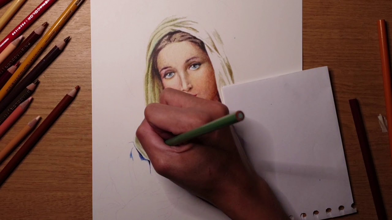 Drawing Virgin Mary, mother of Jesus - Slower Version | Timelapse